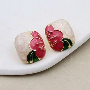 Floral Enamel Earrings #1629